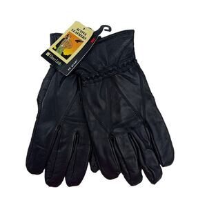 Mens Real Leather Winter Fleece Lined Soft Driving Black Thermal Gloves A27